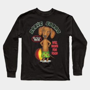 Cute awesome Doxie fun Dachshund Wearing Swim Trunks Long Sleeve T-Shirt